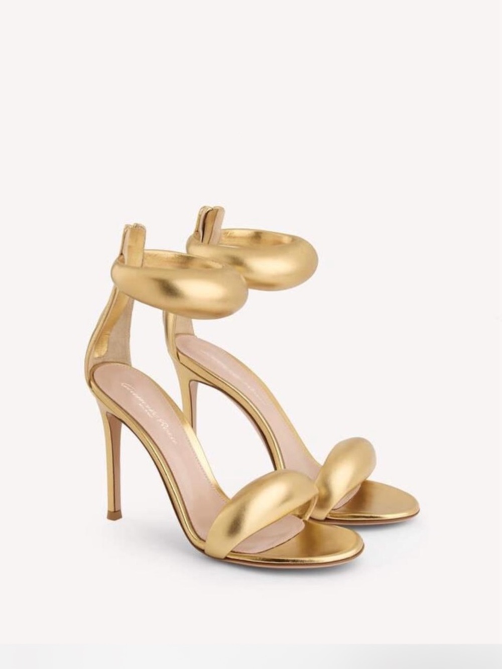 Gianvito Rossi Metallic Gold Padded-Strap Stiletto Sandals